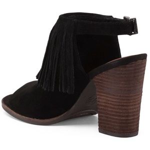 Lucky brand suede open toe bootie